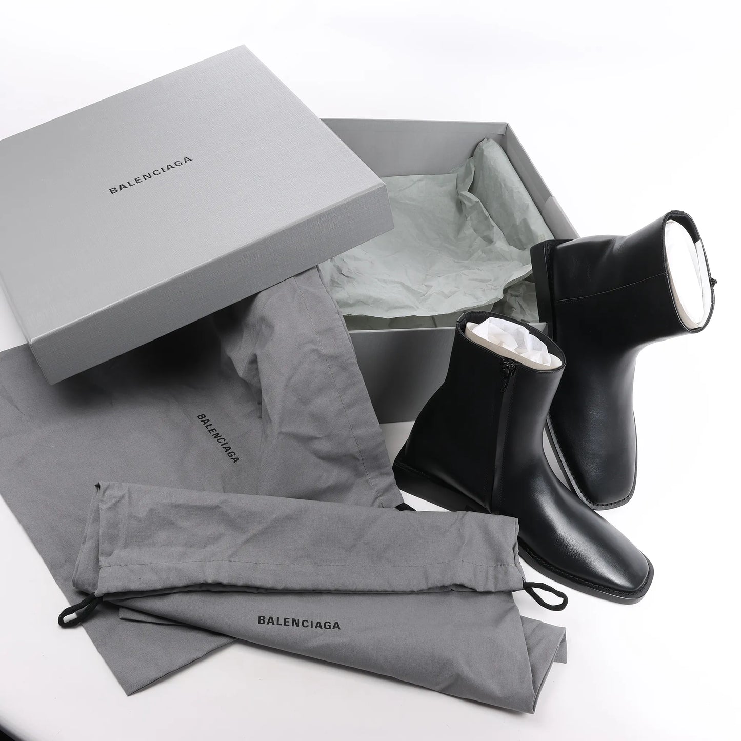 Balenciaga BB Logo Leather Ankle Boots in Black 616349, Size 37 EU