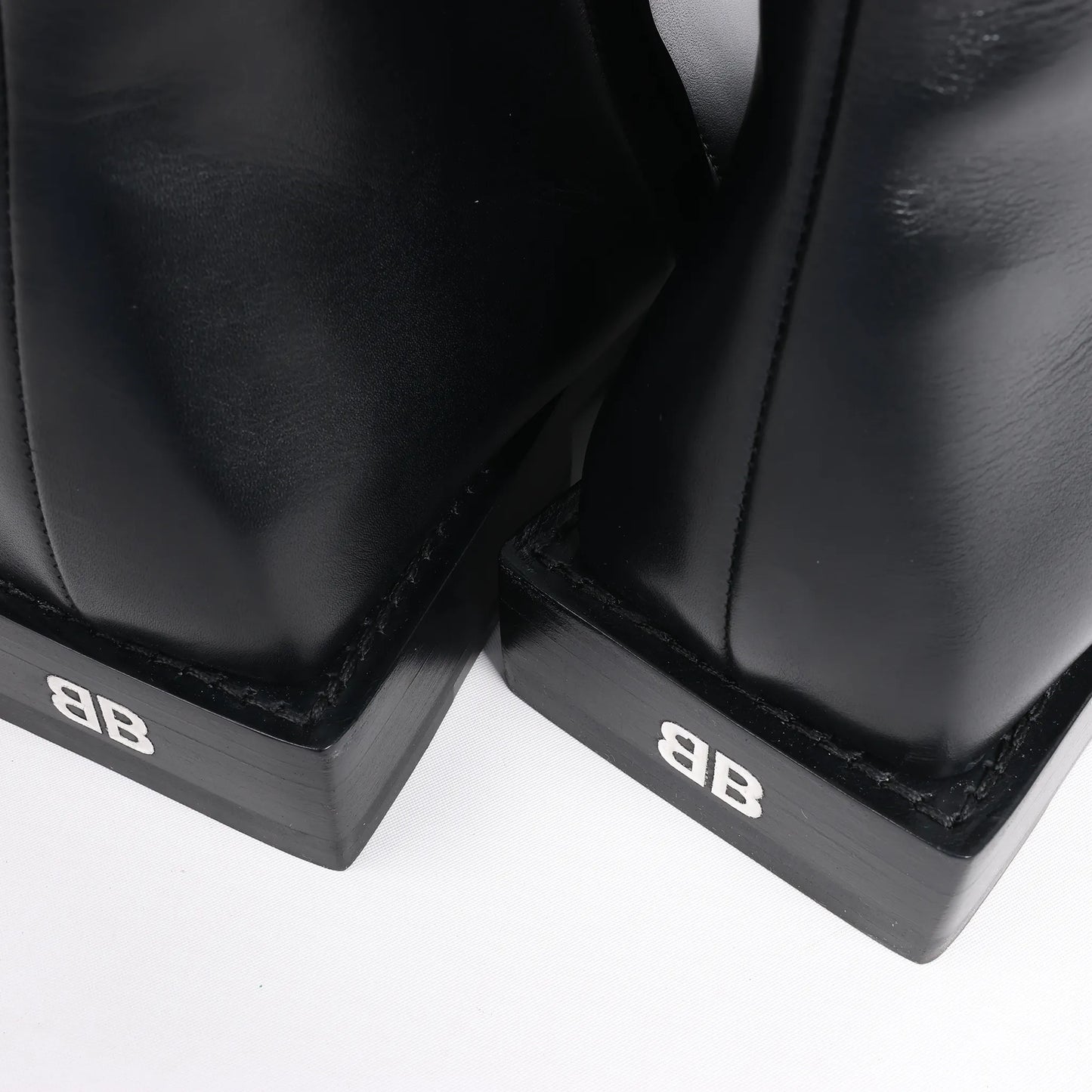 Balenciaga BB Logo Leather Ankle Boots in Black 616349, Size 37 EU