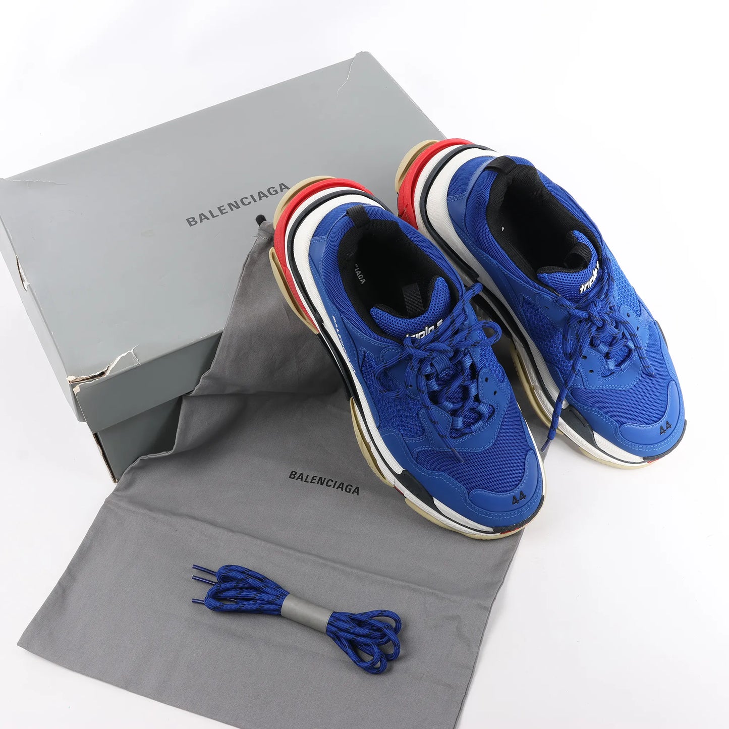 Balenciaga Triple S Leather Sneakers in Blue 536737, Size 44 EU