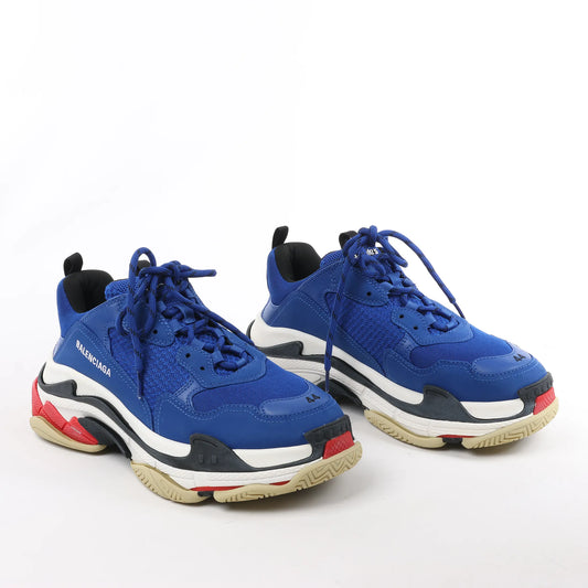 Baskets Balenciaga Triple S en cuir bleu 536737, pointure 44