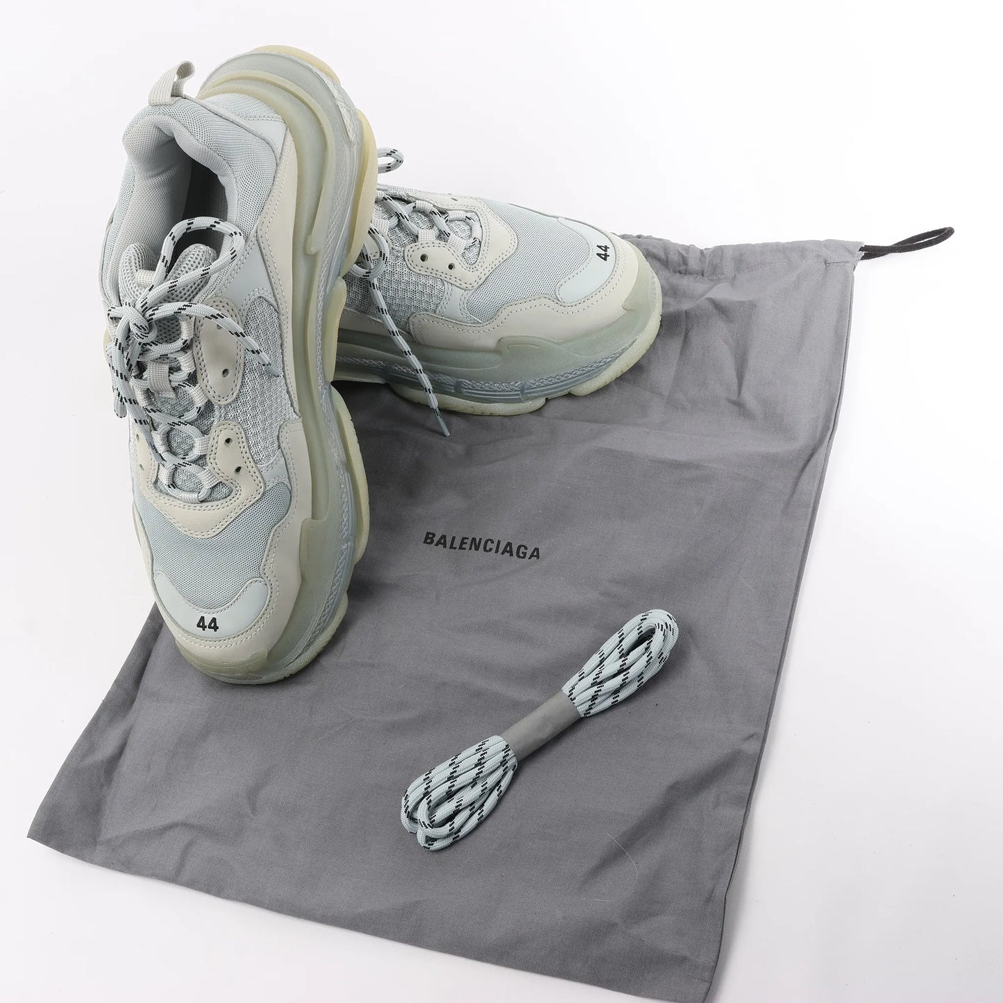 Balenciaga Triple S Mesh x Leather Sneakers in Gray 541624, Size 44 EU