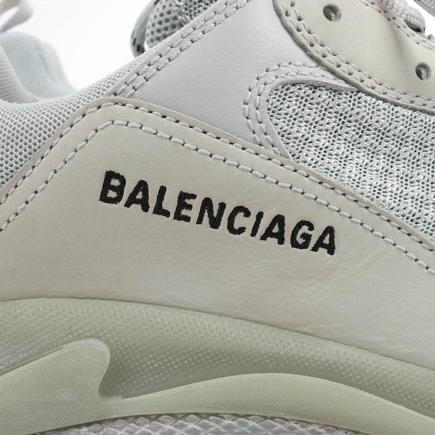 Balenciaga Triple S Mesh x Leather Sneakers in Gray 541624, Size 44 EU
