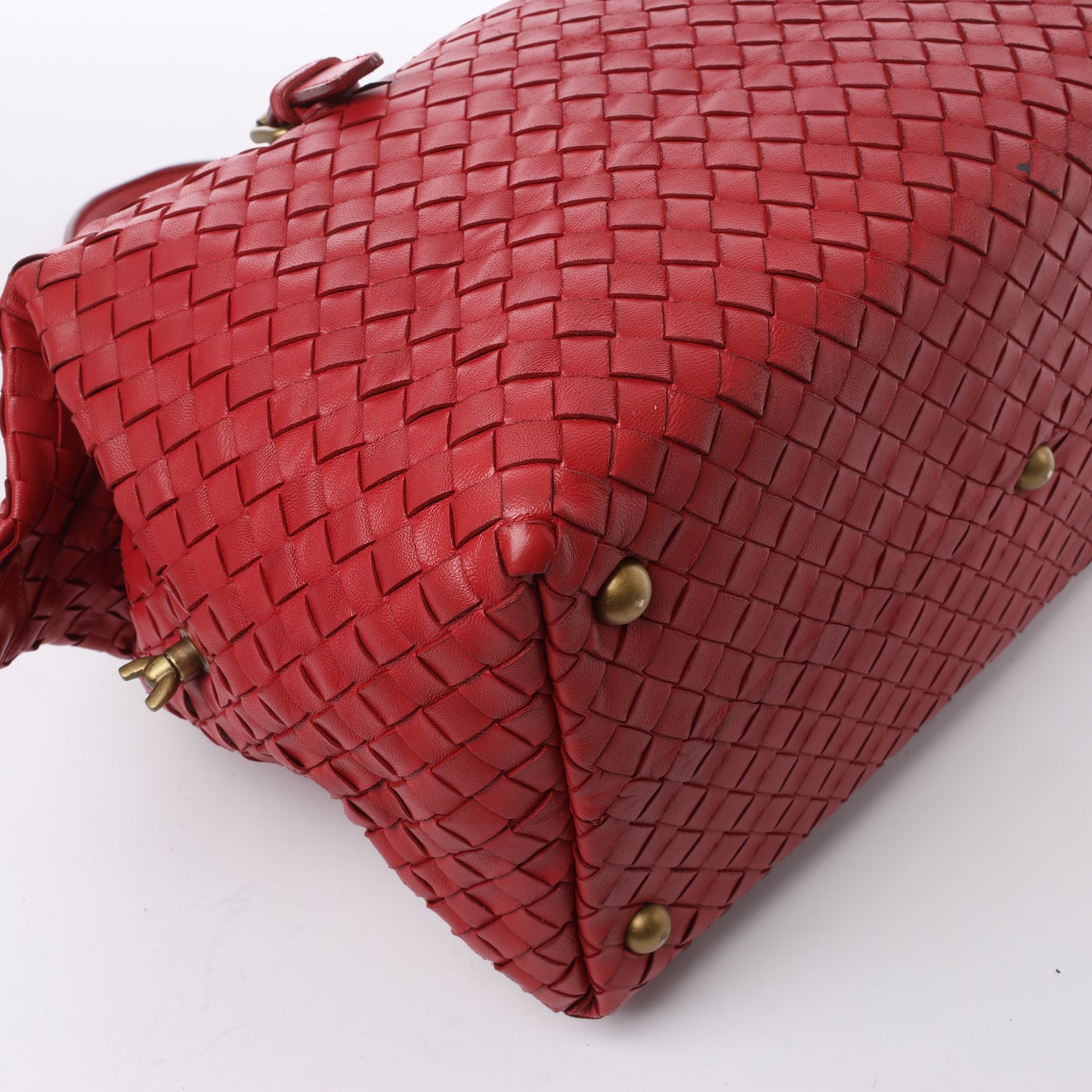 Bottega Veneta Sac à main en cuir Intrecciato en rouge