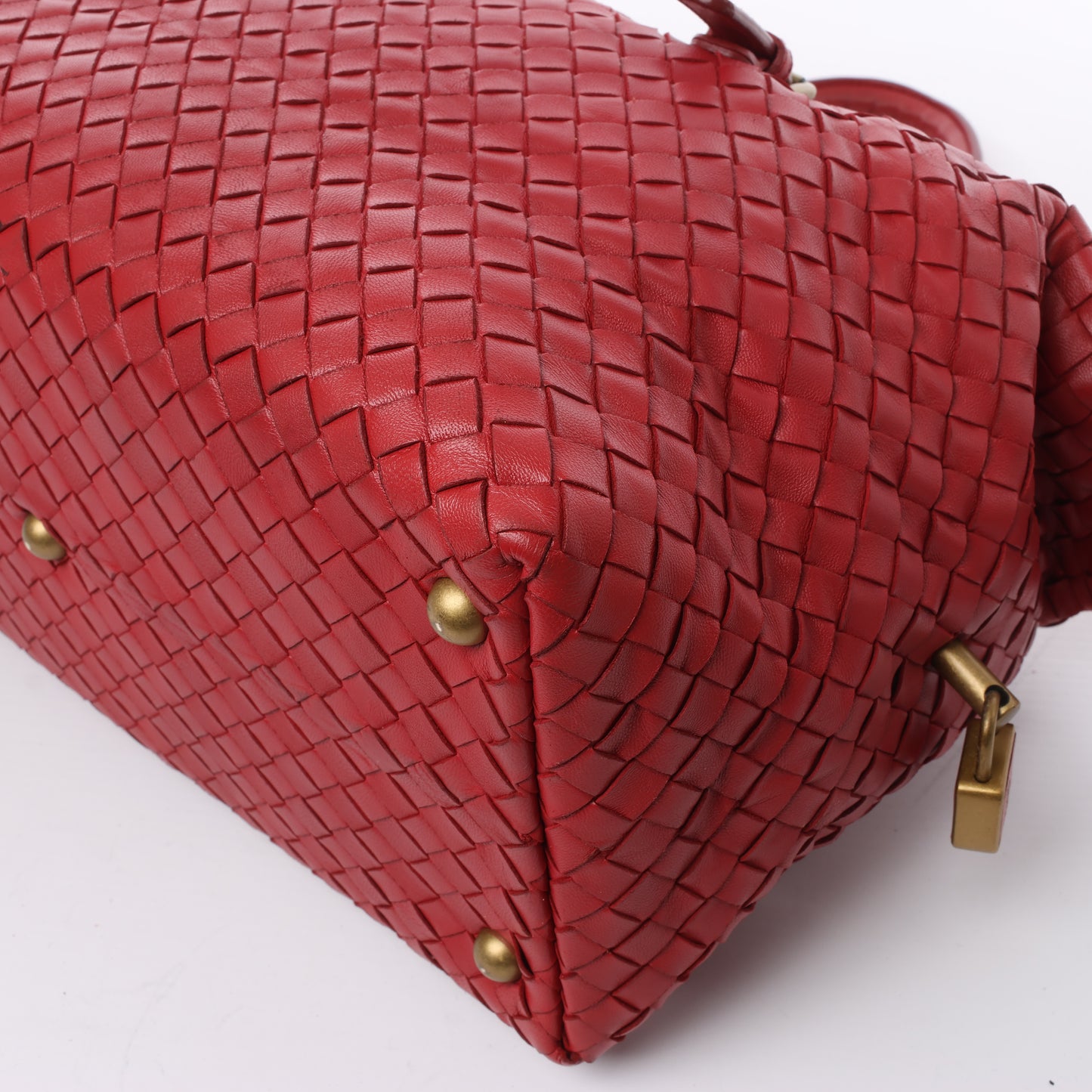 Bottega Veneta Sac à main en cuir Intrecciato en rouge