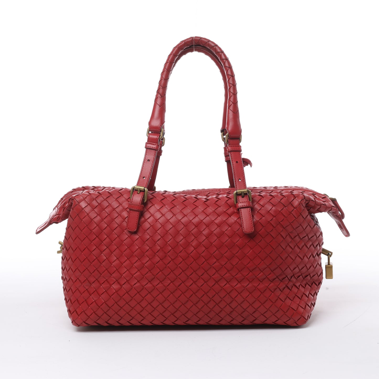 Bottega Veneta Sac à main en cuir Intrecciato en rouge