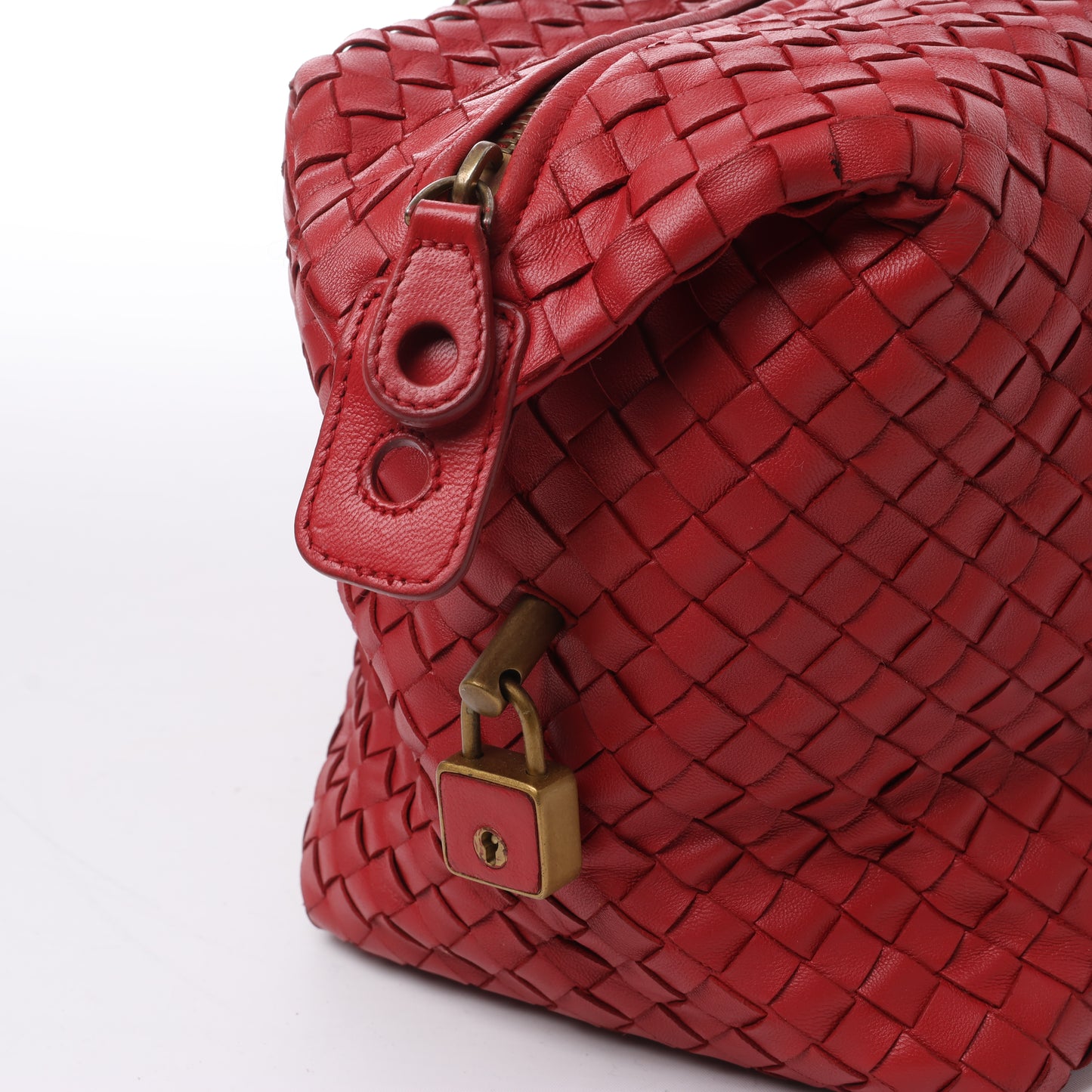 Bottega Veneta Sac à main en cuir Intrecciato en rouge