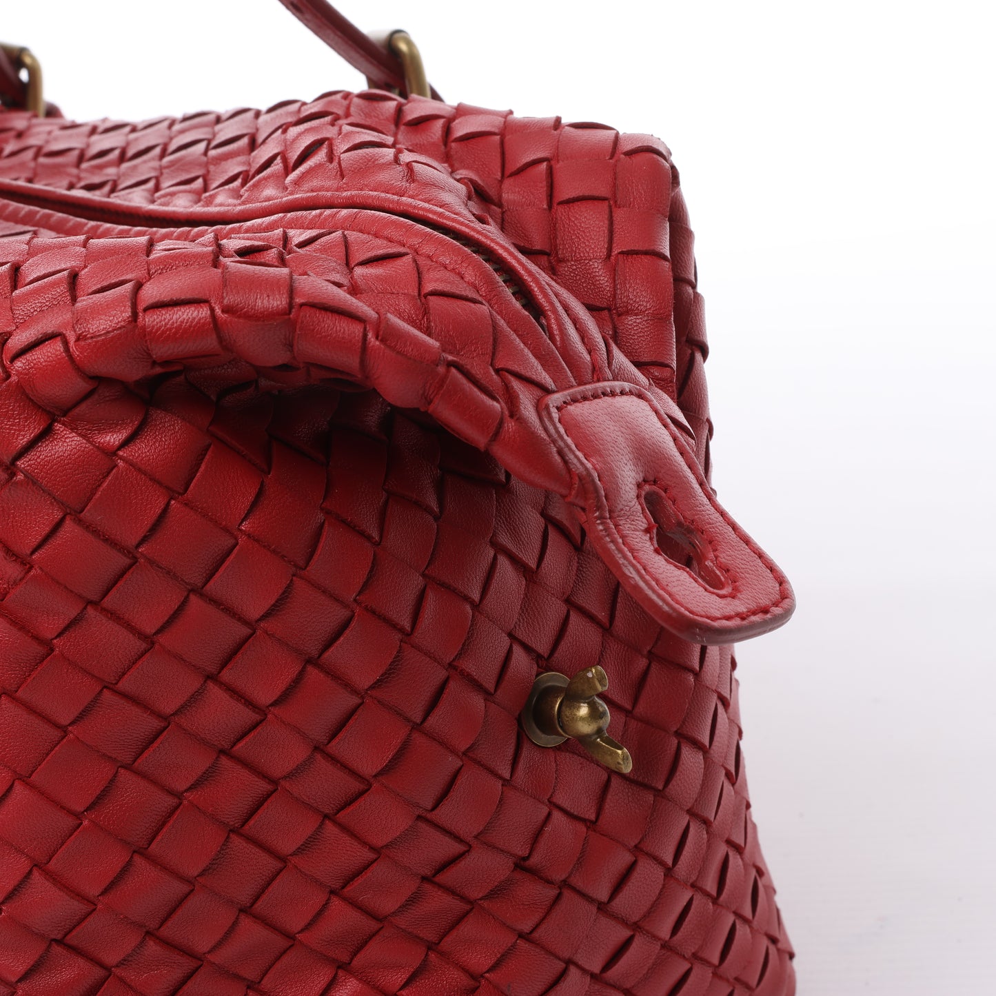 Bottega Veneta Sac à main en cuir Intrecciato en rouge