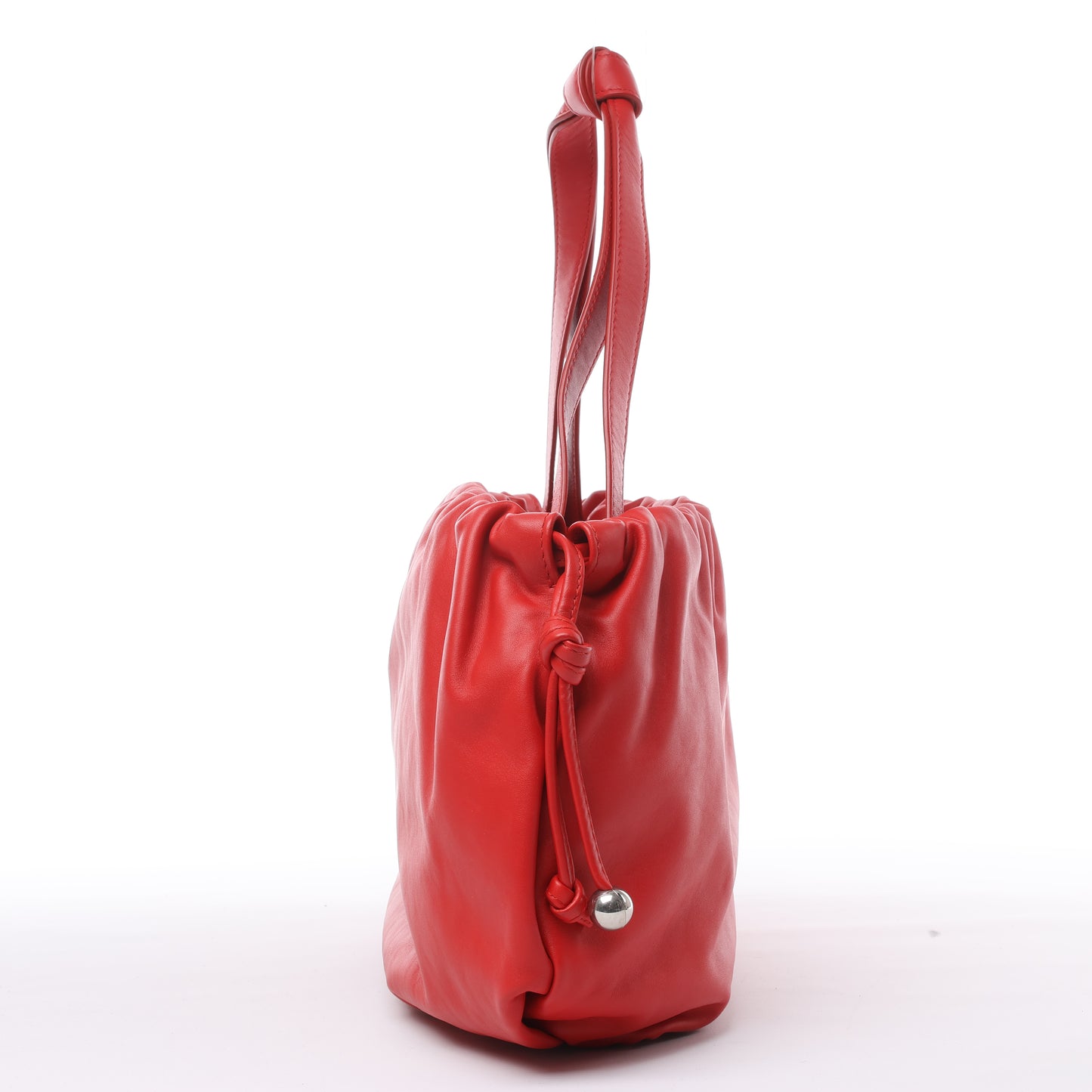 Bottega Veneta Bulb Smooth Leather Shoulder Bag in Red