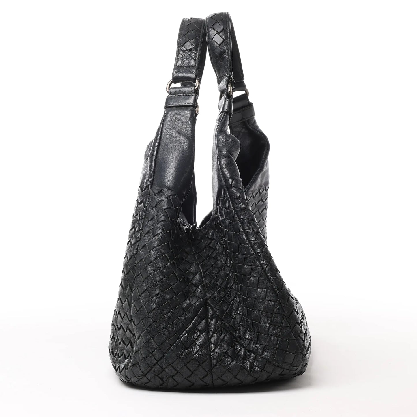 Bottega Veneta Intrecciato Campana Leather Shoulder bag in Black 125787