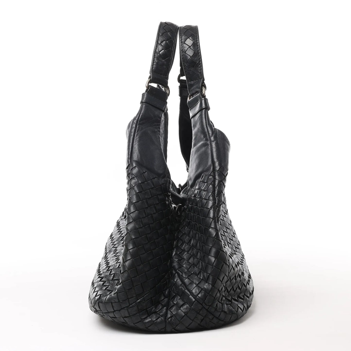 Bottega Veneta Intrecciato Campana Leather Shoulder bag in Black 125787