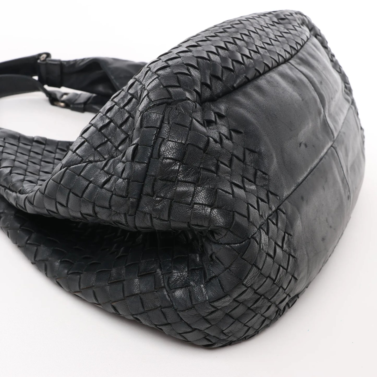 Bottega Veneta Intrecciato Campana Leather Shoulder bag in Black 125787