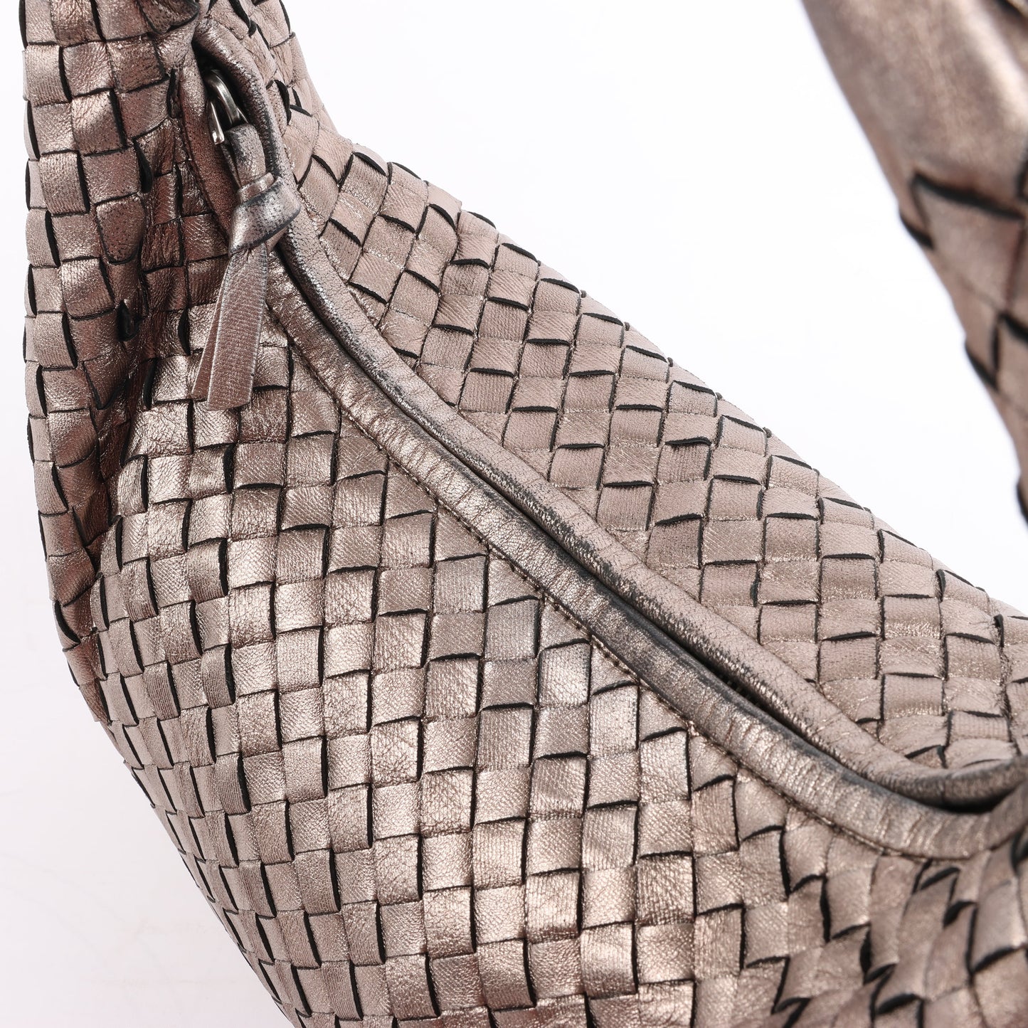 Bottega Veneta Intrecciato Hobo Leather Shoulder Bag in Gold