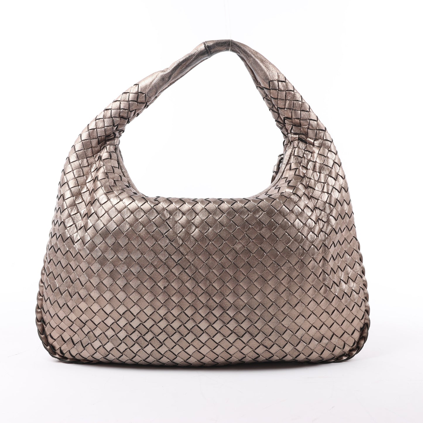 Bottega Veneta Intrecciato Hobo Leather Shoulder Bag in Gold