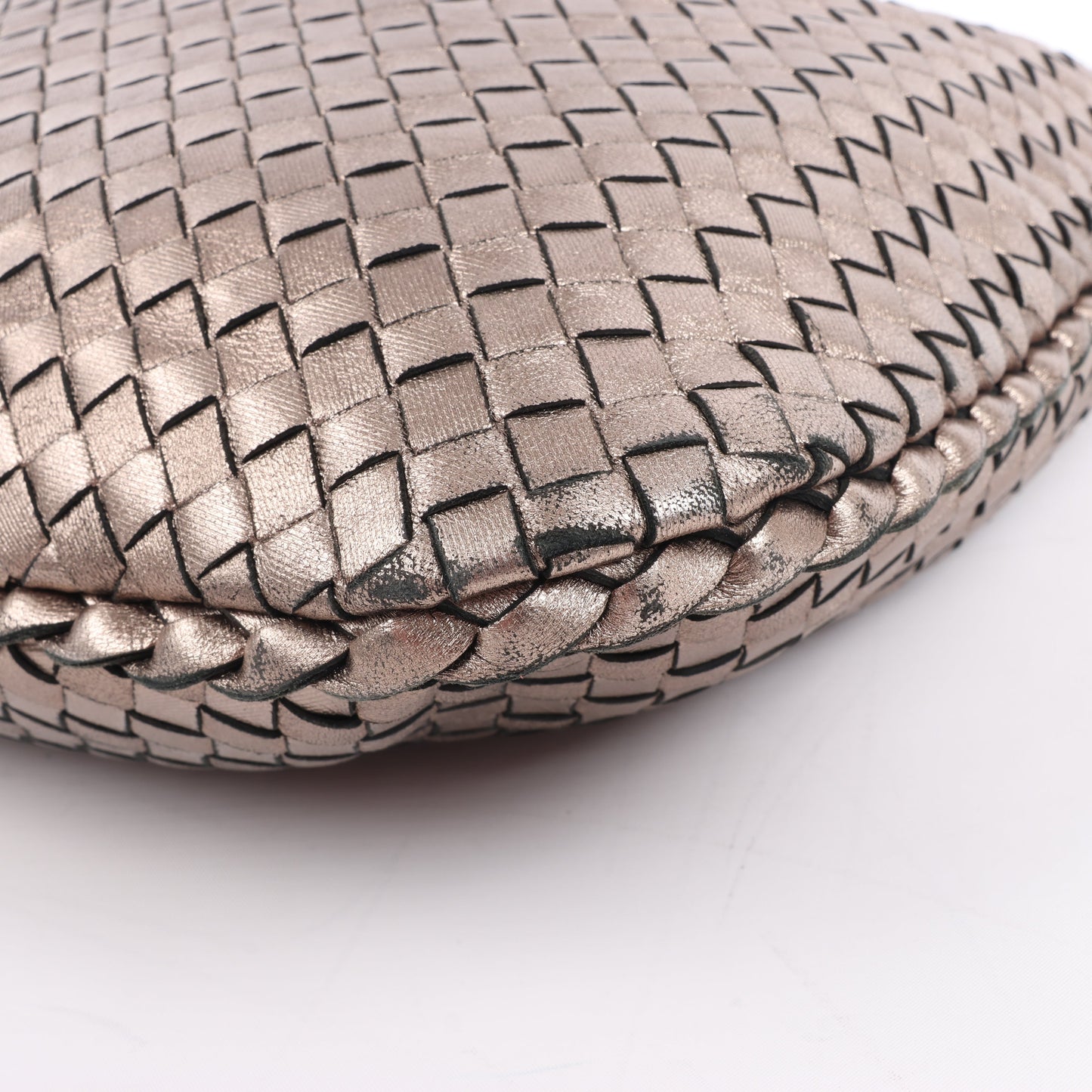 Bottega Veneta Intrecciato Hobo Leather Shoulder Bag in Gold