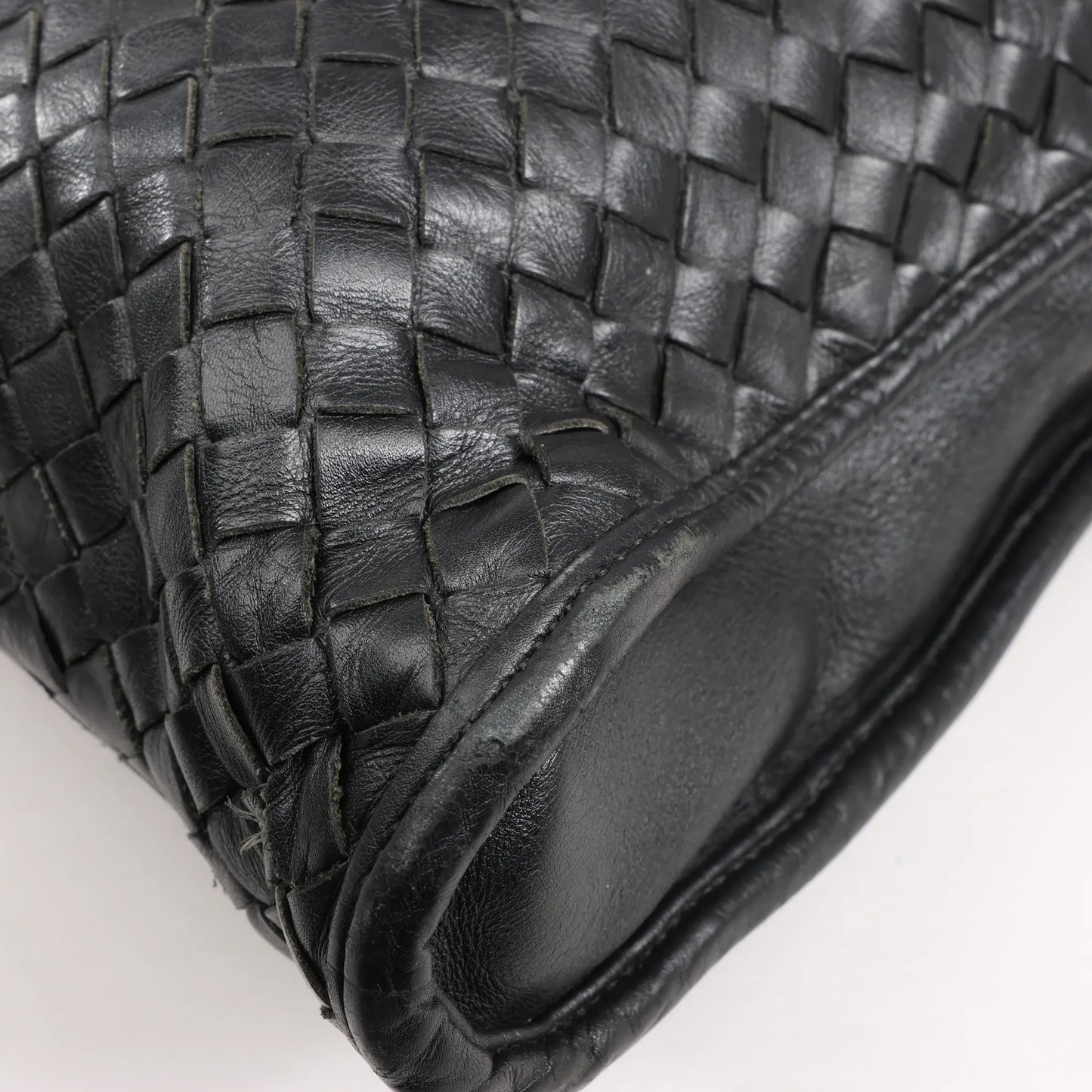 Bottega Veneta Intrecciato Leather 2Way Handbag in Black