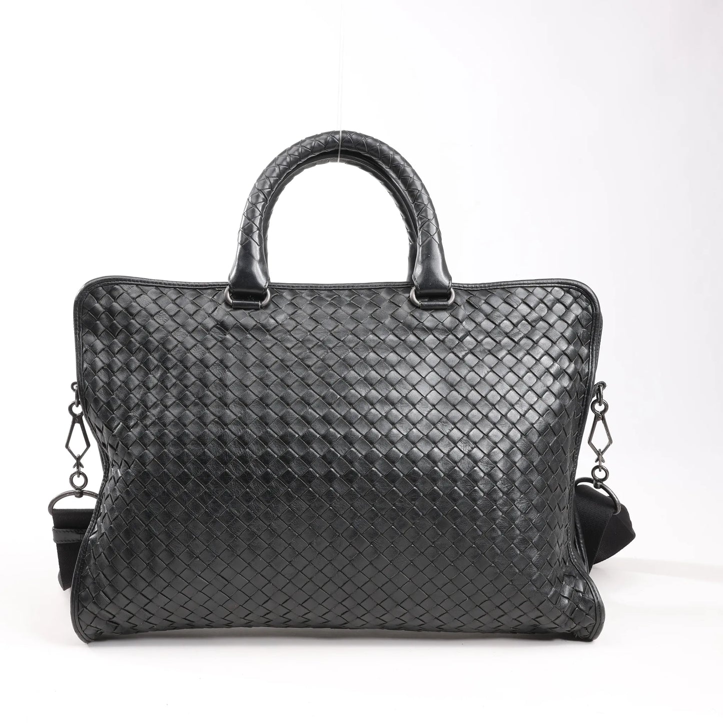 Bottega Veneta Intrecciato Leather 2Way Handbag in Black
