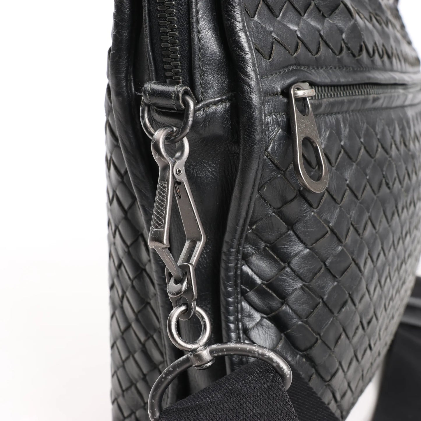Bottega Veneta Intrecciato Leather 2Way Handbag in Black