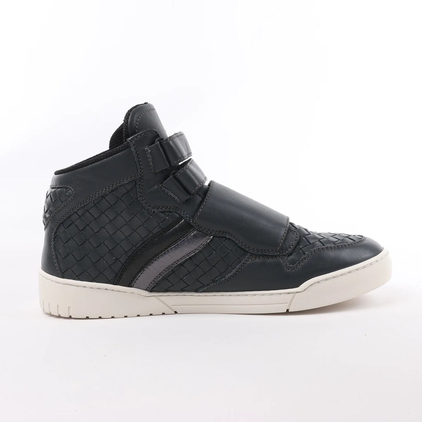 Bottega Veneta Intrecciato Leather High-top Sneakers in Navy Blue, Size 43 EU