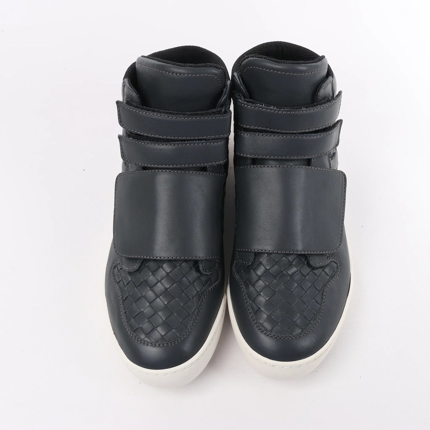 Bottega Veneta Intrecciato Leather High-top Sneakers in Navy Blue, Size 43 EU