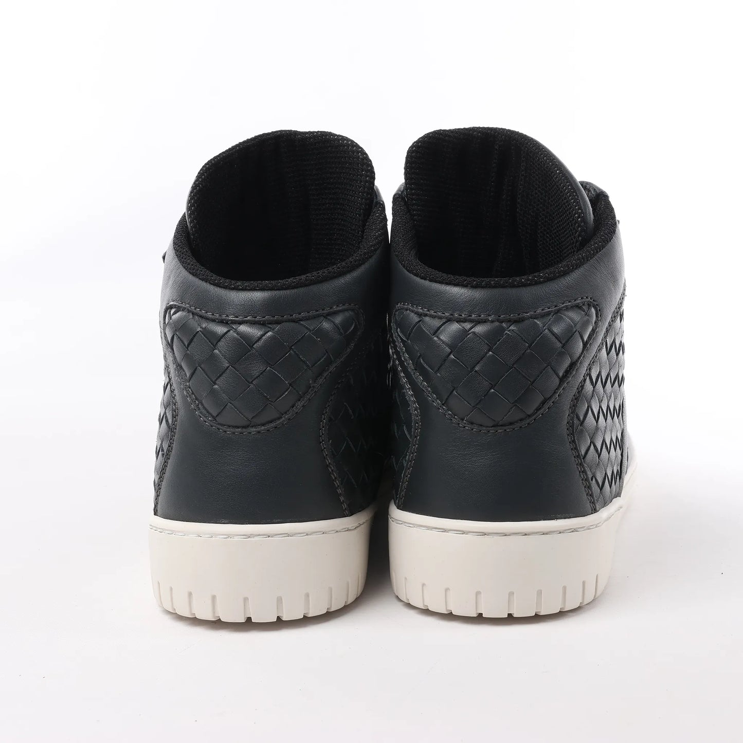 Bottega Veneta Intrecciato Leather High-top Sneakers in Navy Blue, Size 43 EU