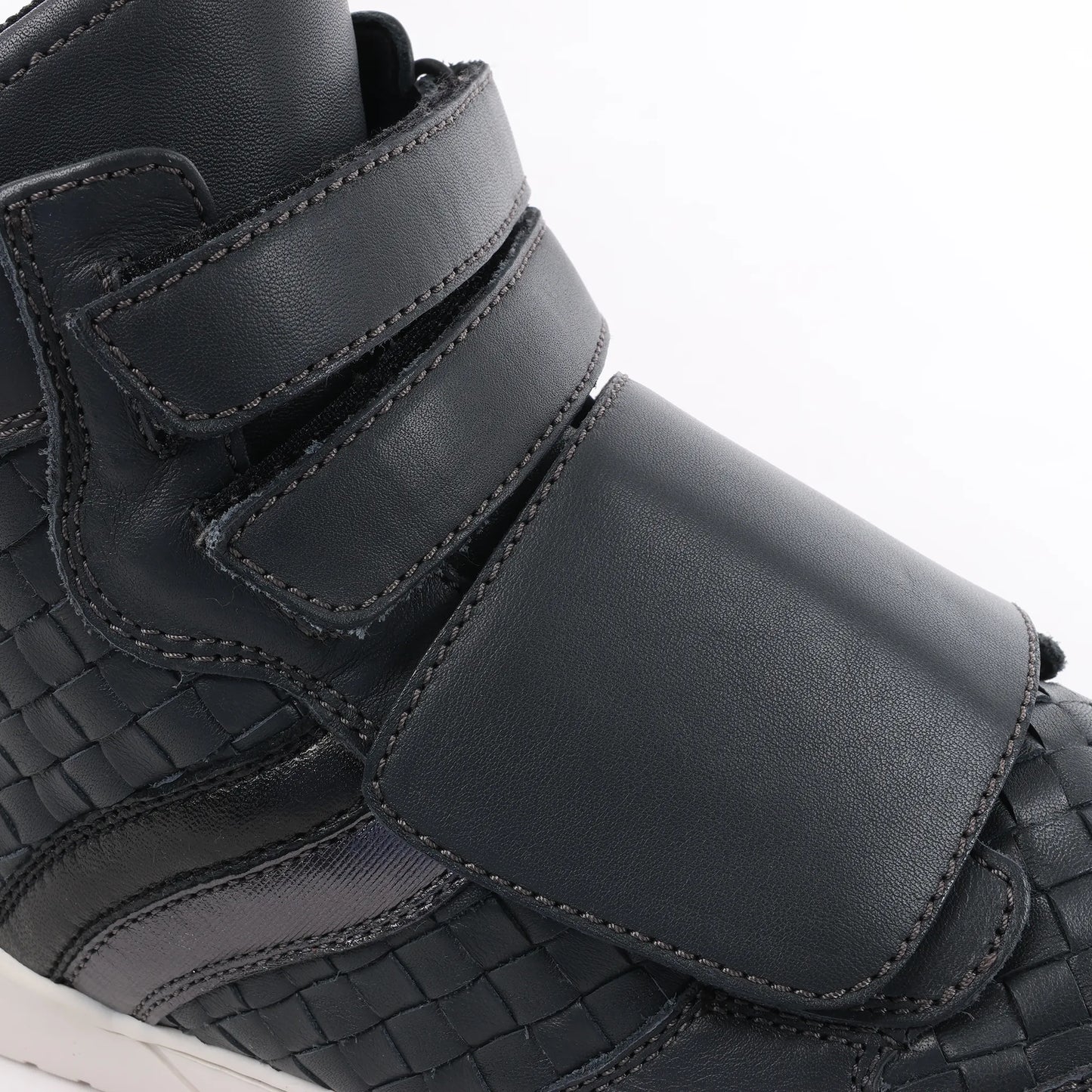 Bottega Veneta Intrecciato Leather High-top Sneakers in Navy Blue, Size 43 EU