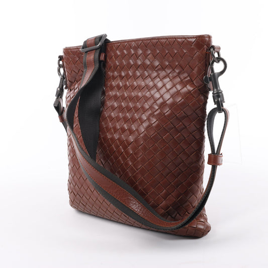 Bottega Veneta Nappa Intrecciato VN Crossbody Messenger Bag in Brown