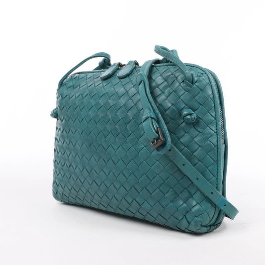 Bottega Veneta Nodini Intrecciato Leather Crossbody Bag in Green