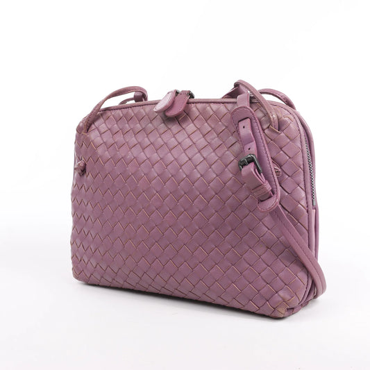 Bottega Veneta Nodini Intrecciato Leather Crossbody Bag in Purple