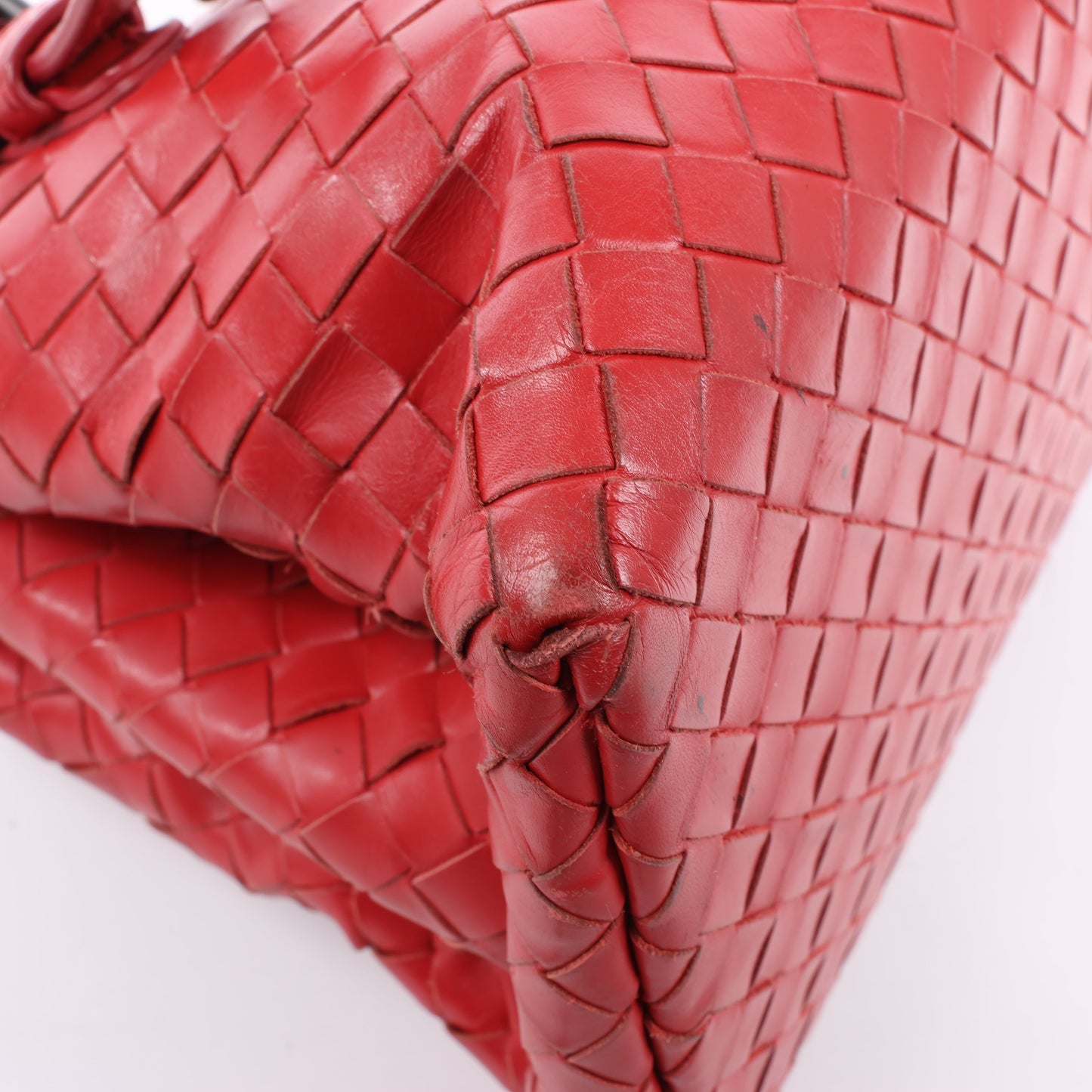 Bottega Veneta Intrecciato Roma Sac à main en cuir rouge
