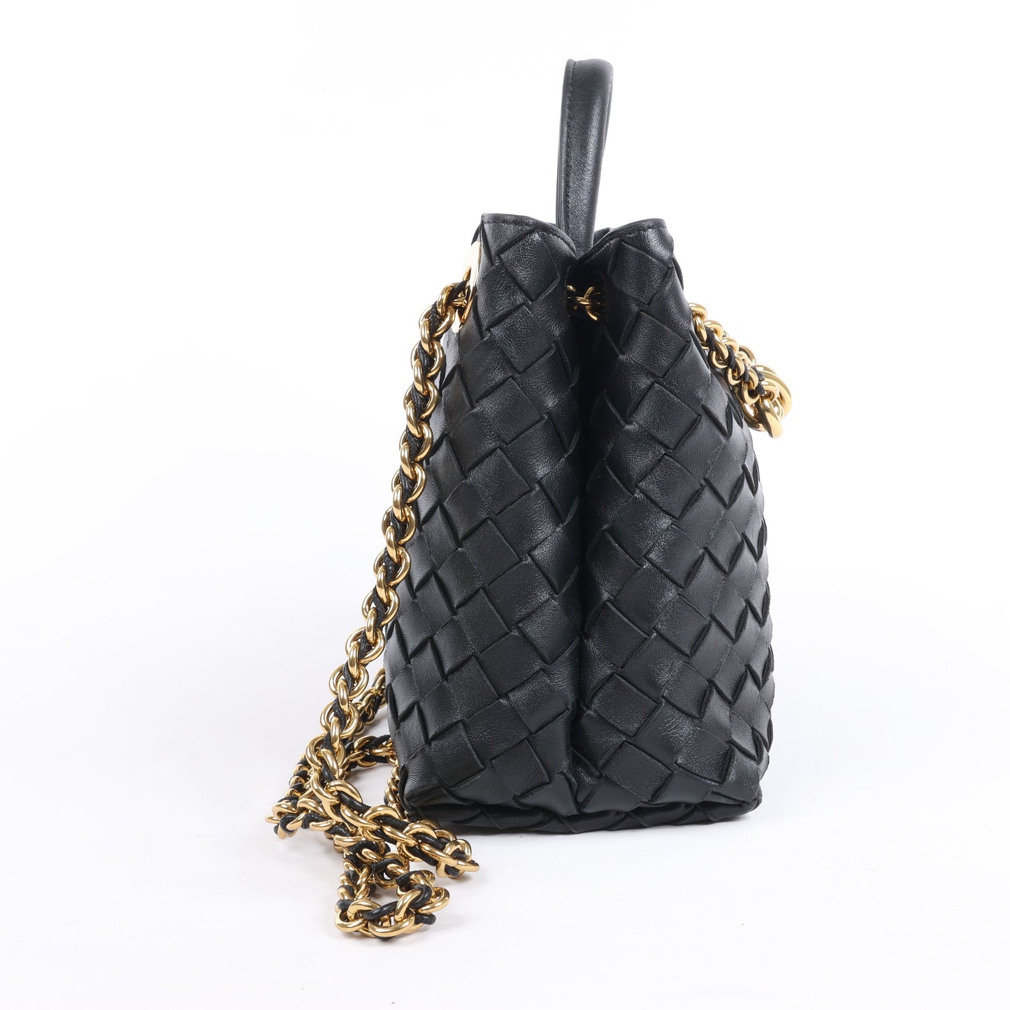 Bottega Veneta Intrecciato Petit sac à main 2 voies en cuir Andiamo en noir
