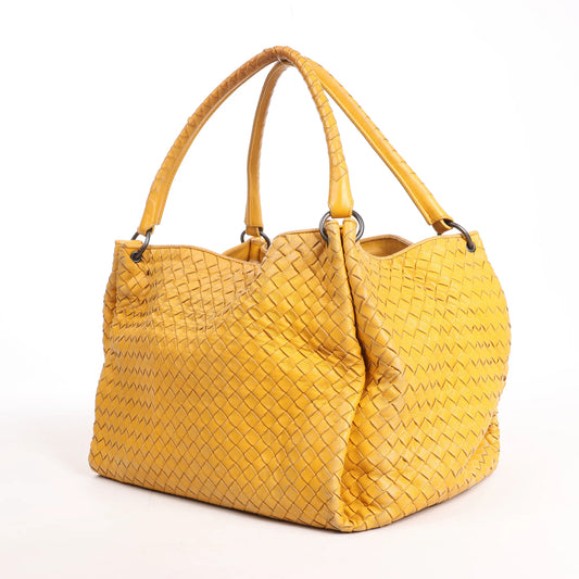 Bottega Veneta Intrecciato Leather Shoulder Bag in Yellow