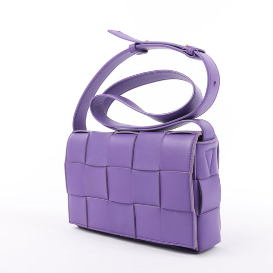 Bottega Veneta Maxi Intrecciato Cassette Leather Shoulder Bag in Purple