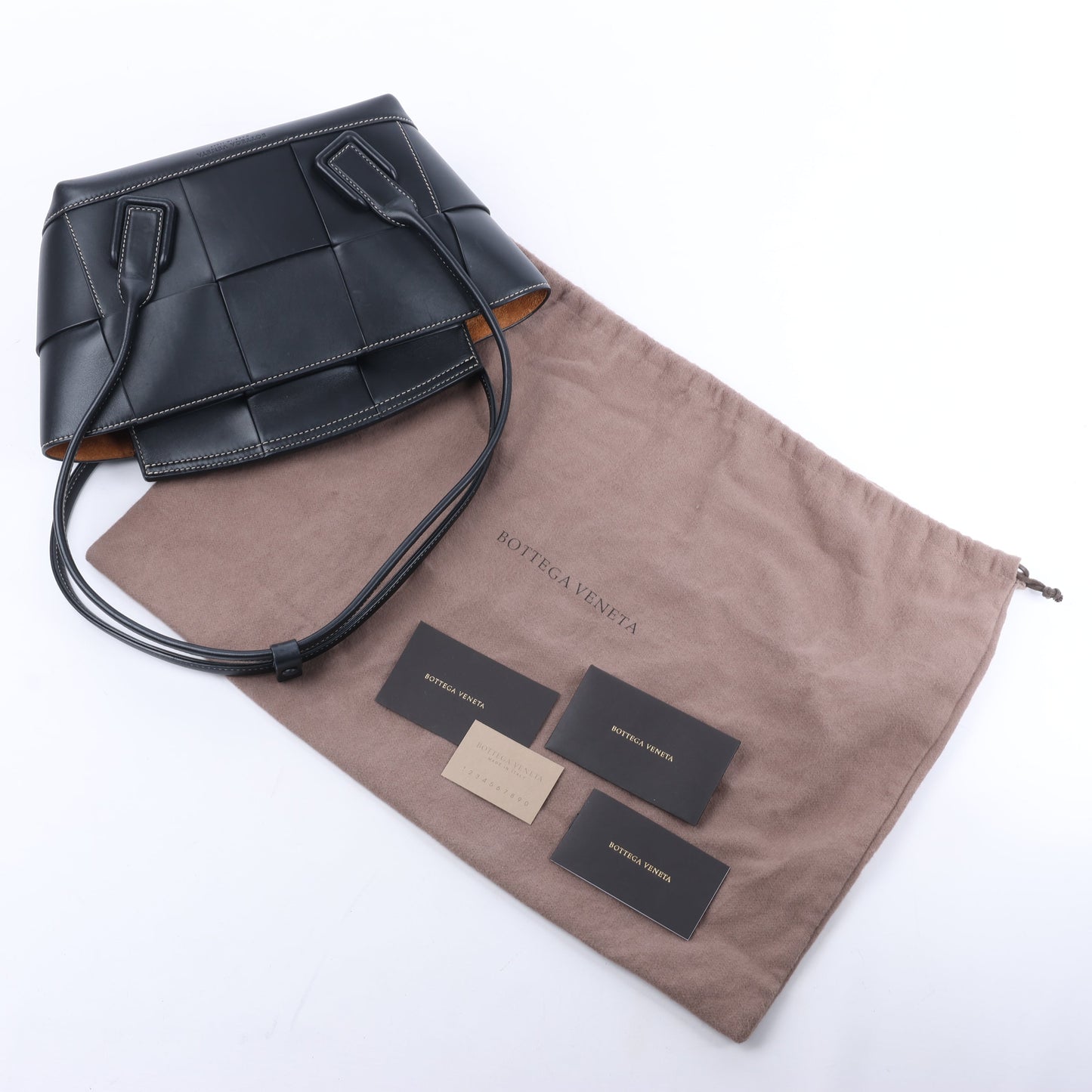 Bottega Veneta Arco Maxi Intrecciato Leather Handbag in Black