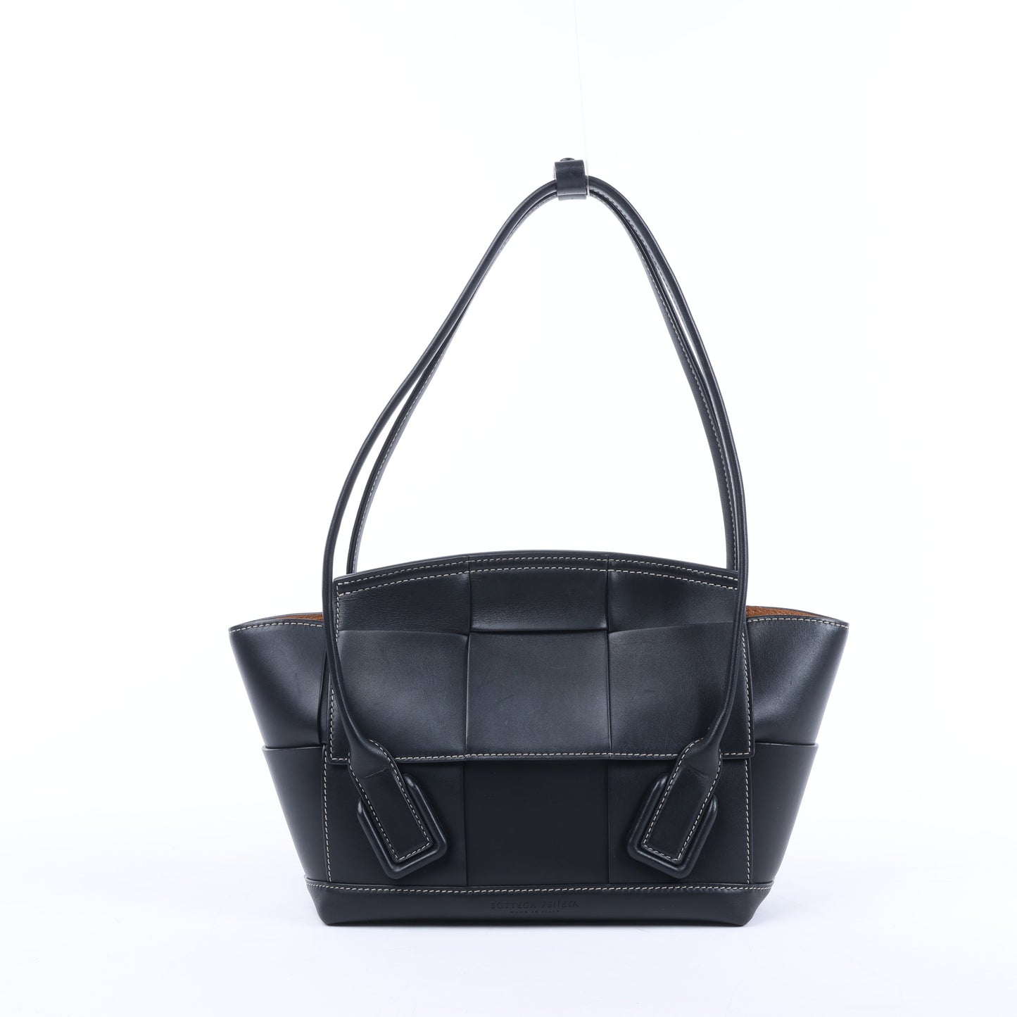 Bottega Veneta Arco Maxi Intrecciato Leather Handbag in Black