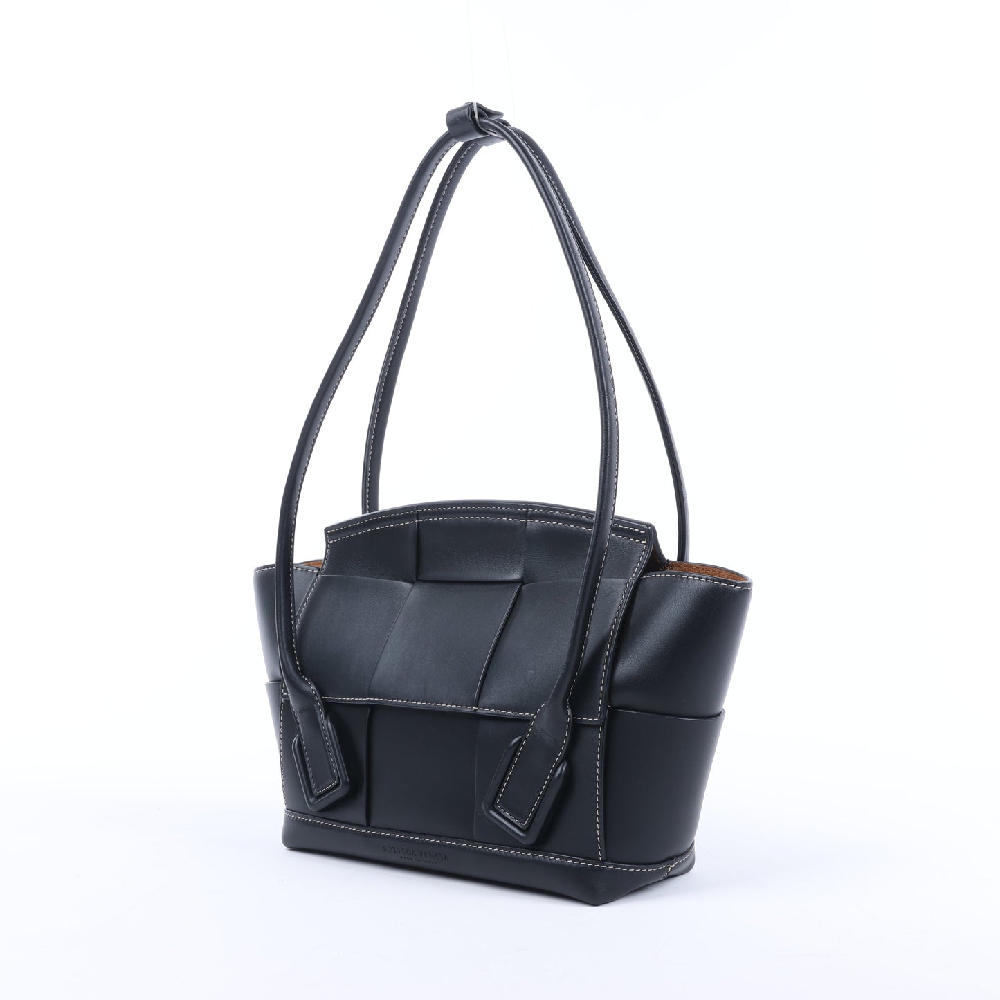 Bottega Veneta Arco Maxi Intrecciato Leather Handbag in Black