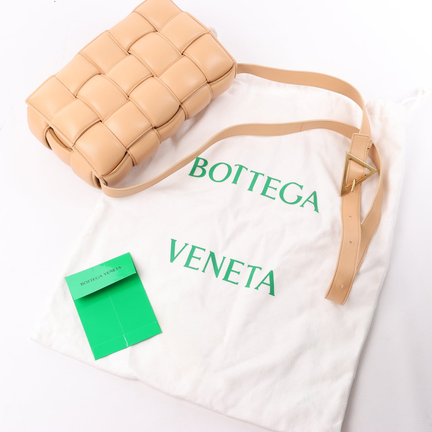 Bottega Veneta Padded Cassette Maxi Intrecciato Leather Shoulder Bag in Beige