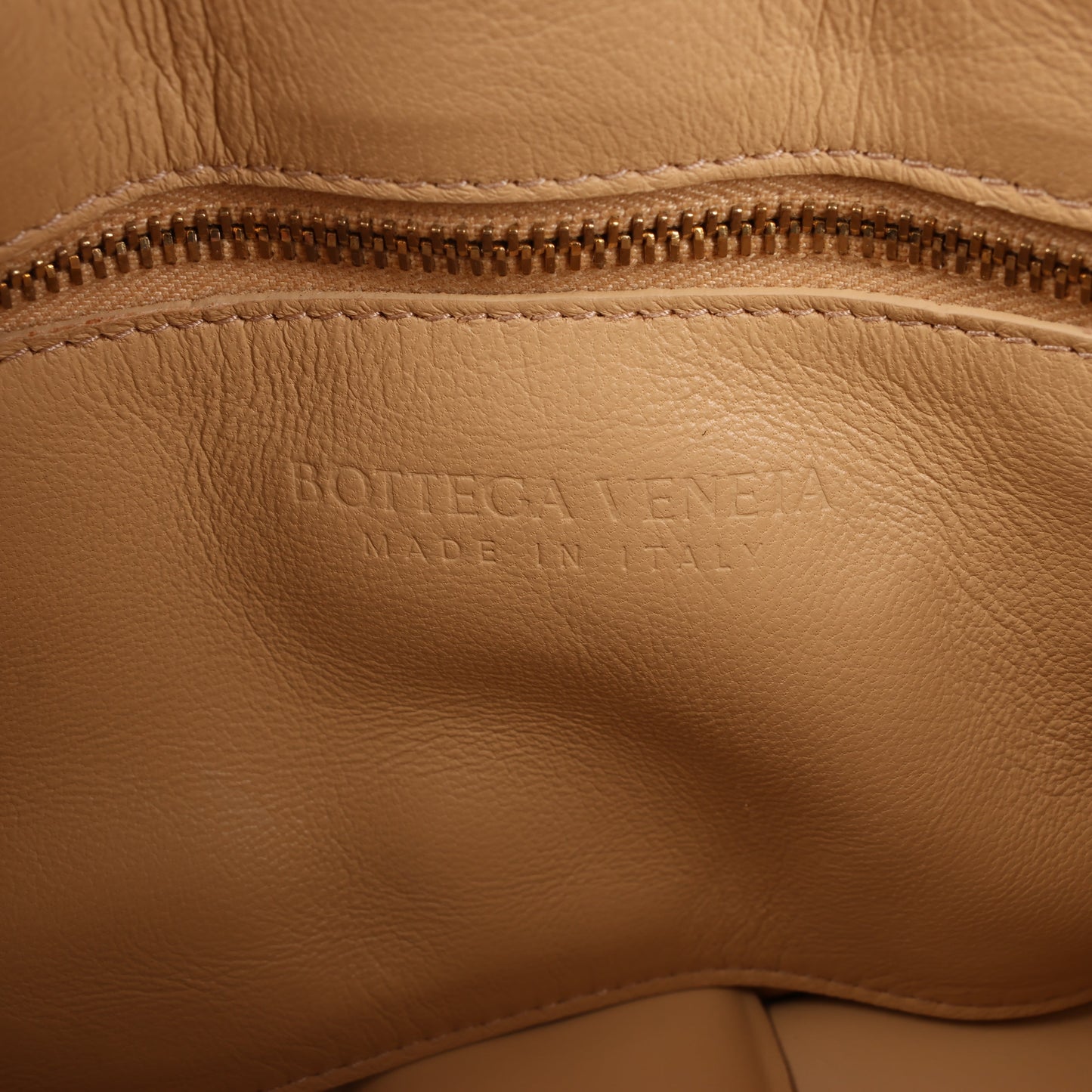 Bottega Veneta Padded Cassette Maxi Intrecciato Leather Shoulder Bag in Beige