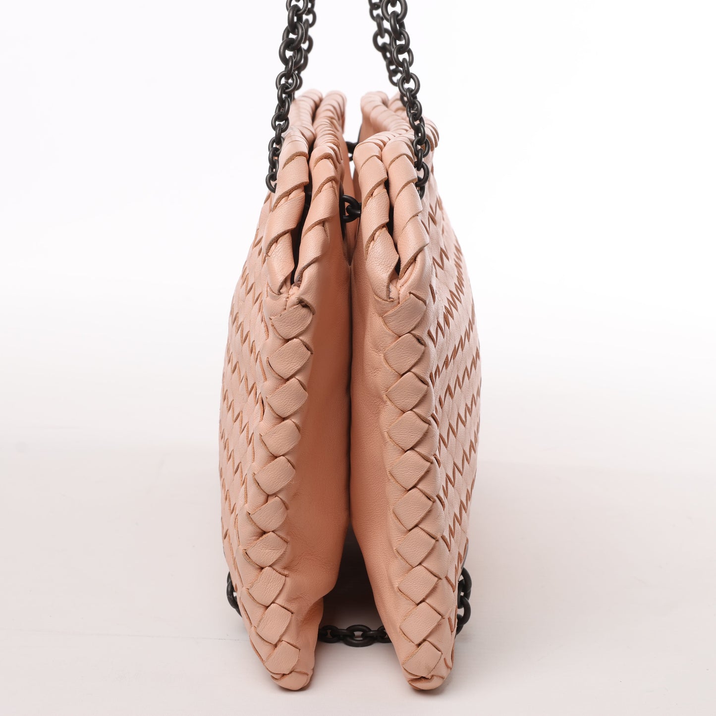 Bottega Veneta Intrecciato Leather Chain Shoulder Bag in Powder Pink