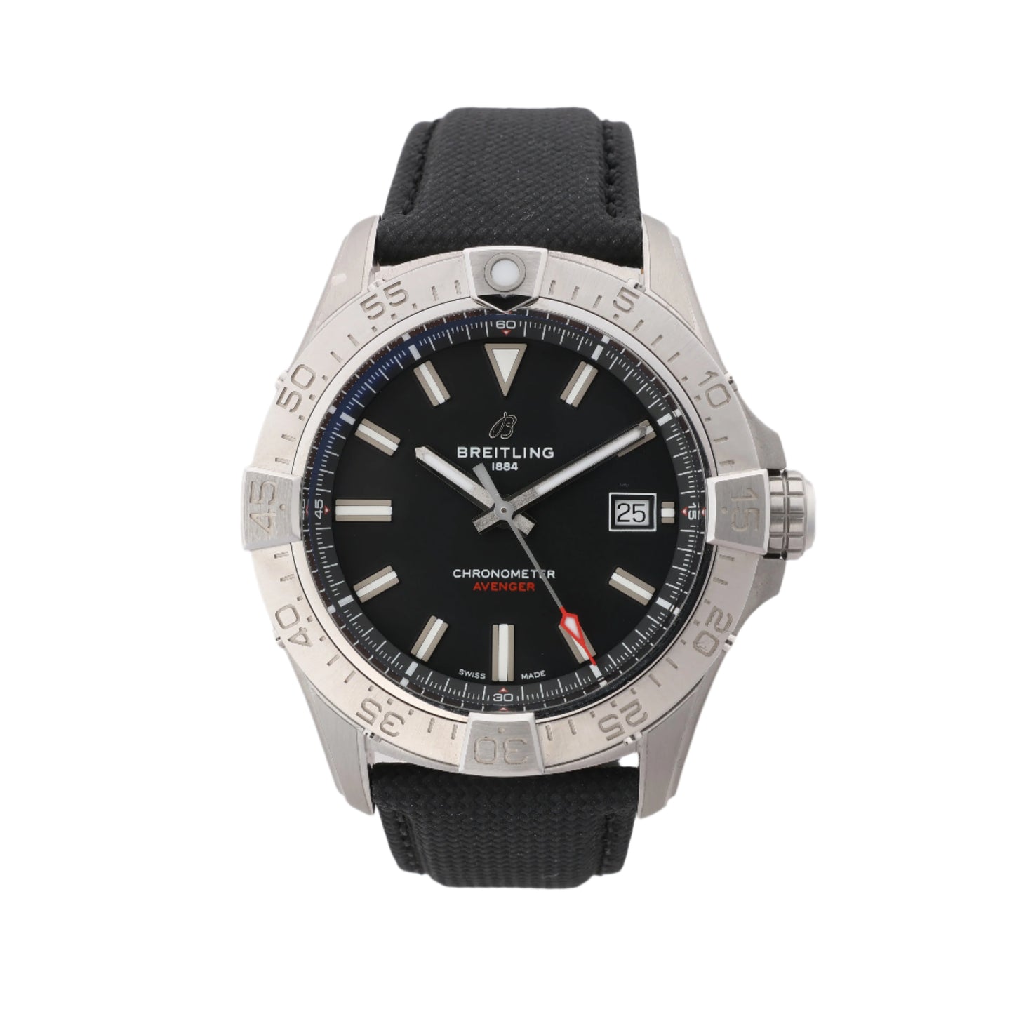 Montre Breitling Avenger A17328 6752184 SS et cuir AT cadran noir