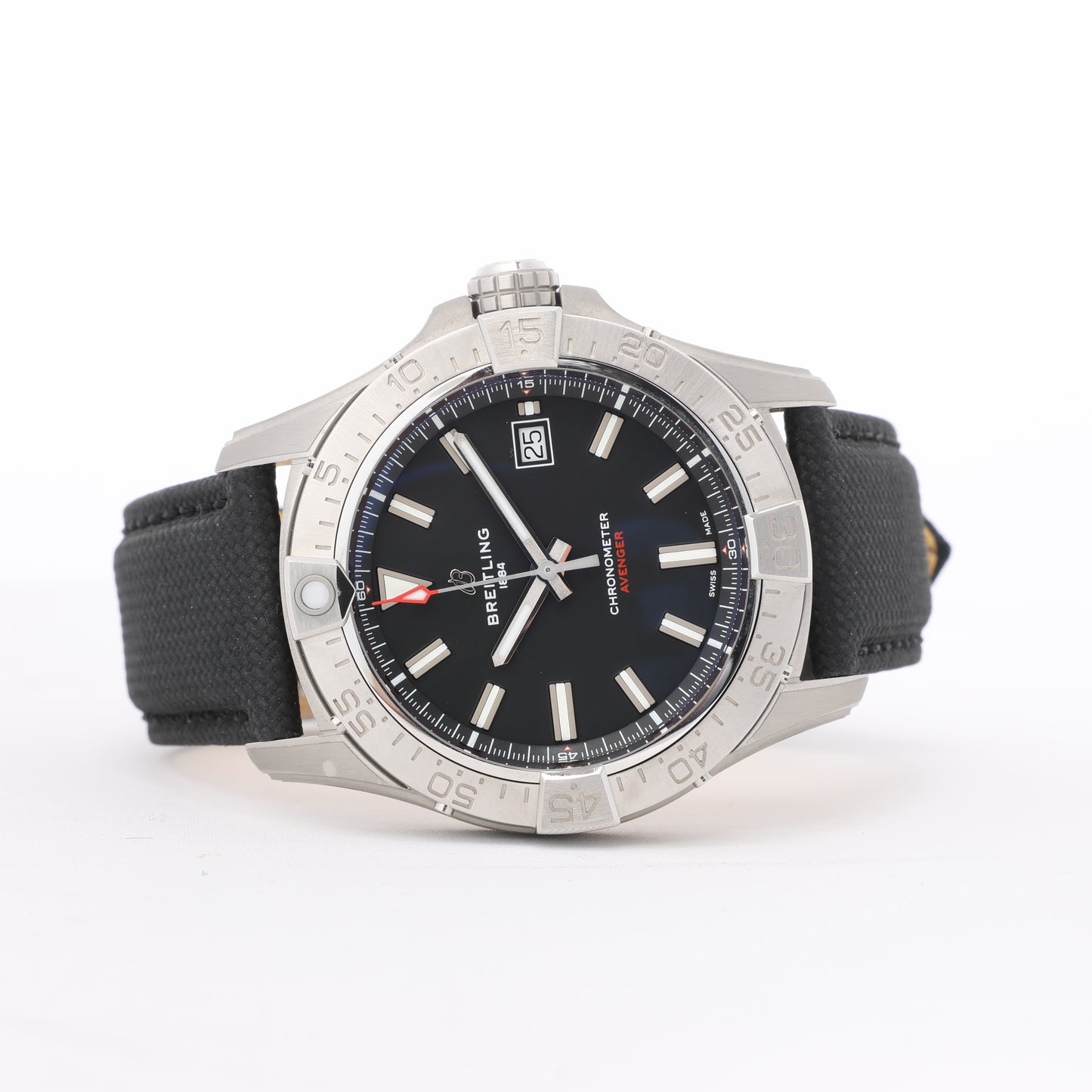 Montre Breitling Avenger A17328 6752184 SS et cuir AT cadran noir