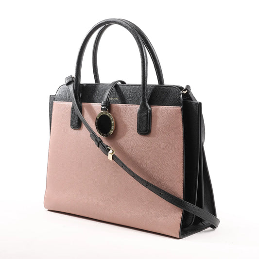 BVLGARI ALBA Leather 2Way Handbag Pink x Black