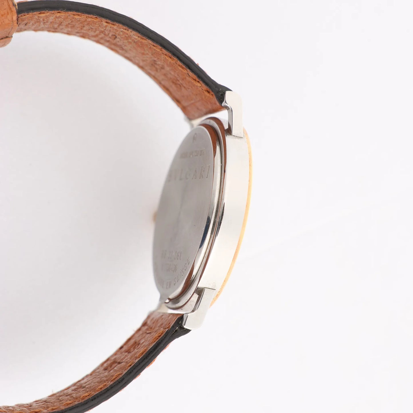 Bvlgari Bvlgari Bvlgari BB33 SGL L 238436 SS YG Leather QZ Watch with Black Dial