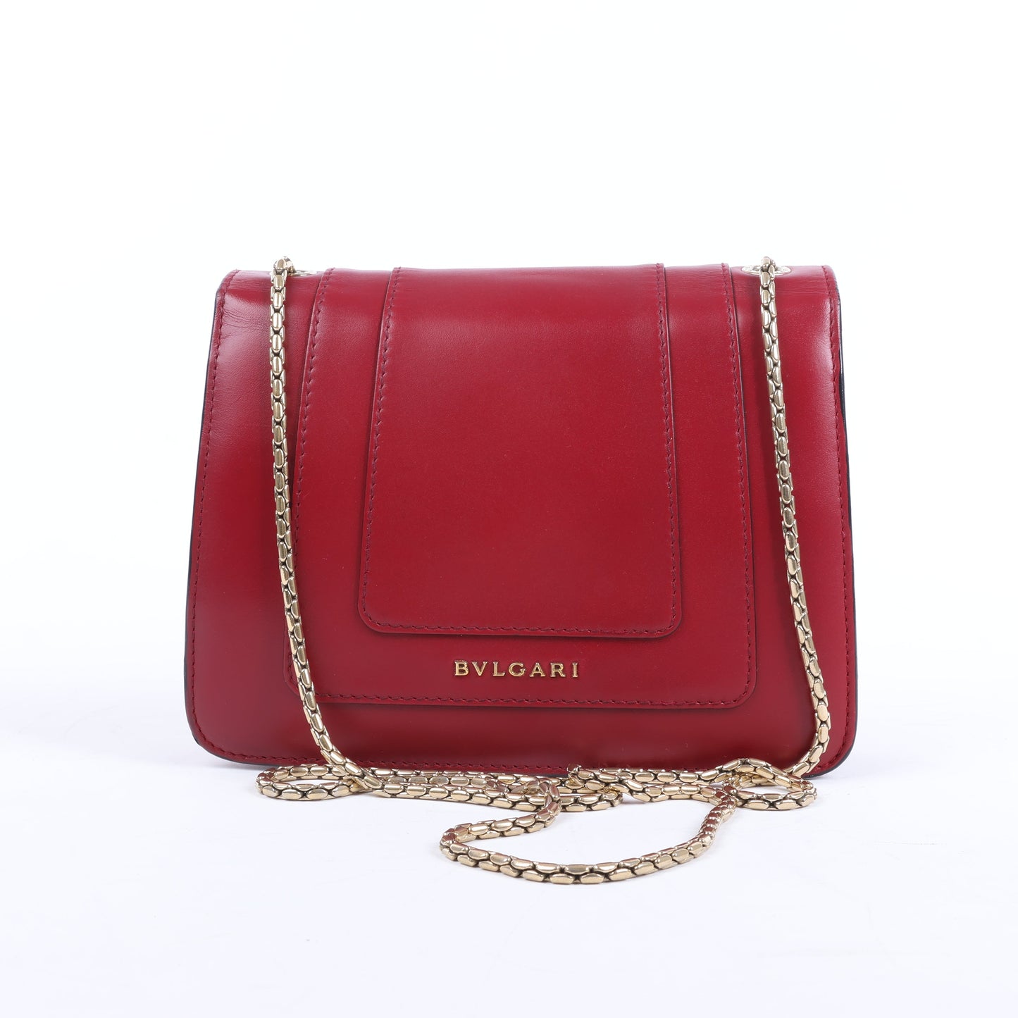 Sac à bandoulière BVLGARI Serpenti Forever en cuir rouge
