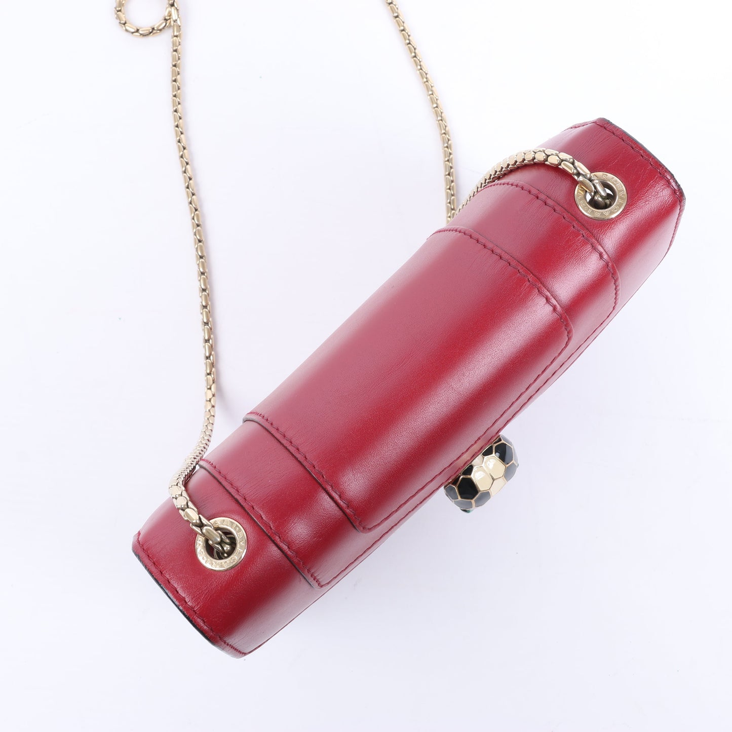Sac à bandoulière BVLGARI Serpenti Forever en cuir rouge