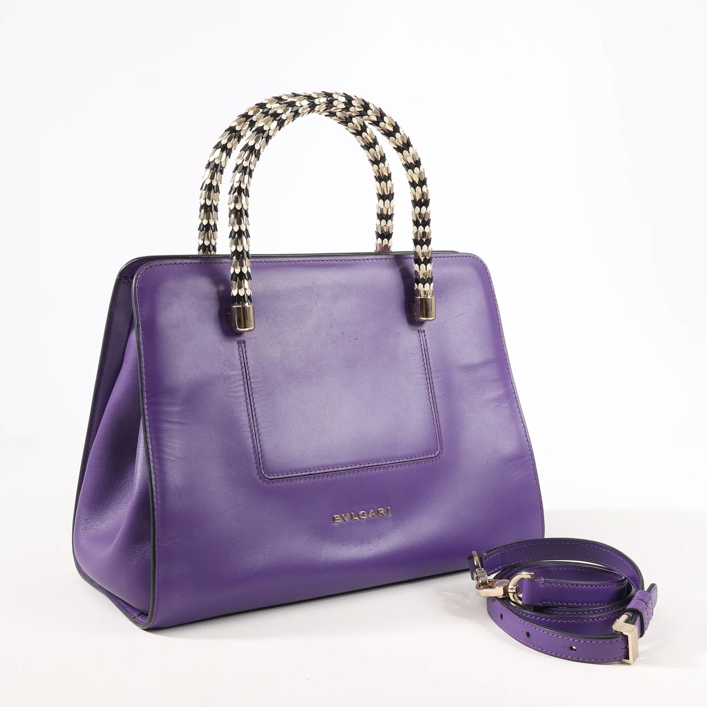 BVLGARI Serpenti Leder-Handtasche (2-in-1) in Lila