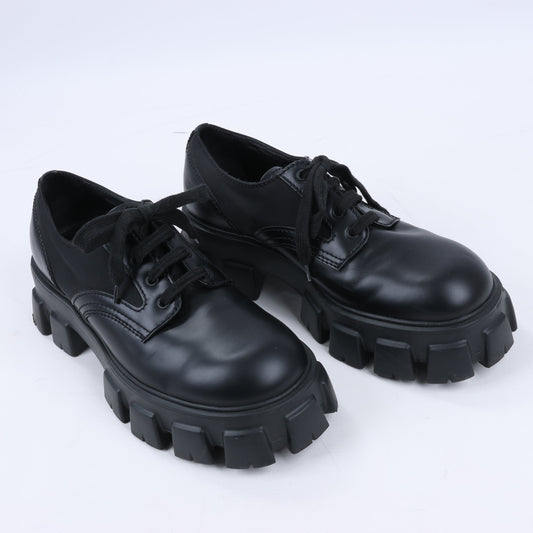 Prada Monolith Nylon & Leather Leather Loafers in Black 2EE342, Size 42 EU
