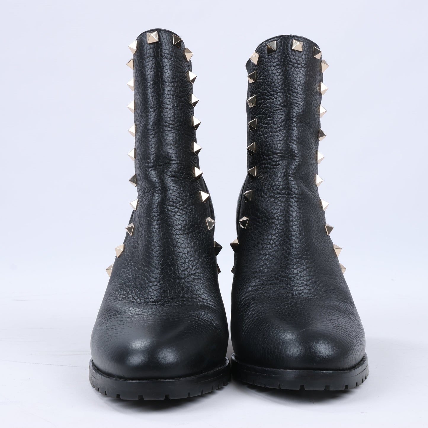 Valentino Garavani Rockstuds Leather Side Gore Boots in Black, Size 37.5 EU