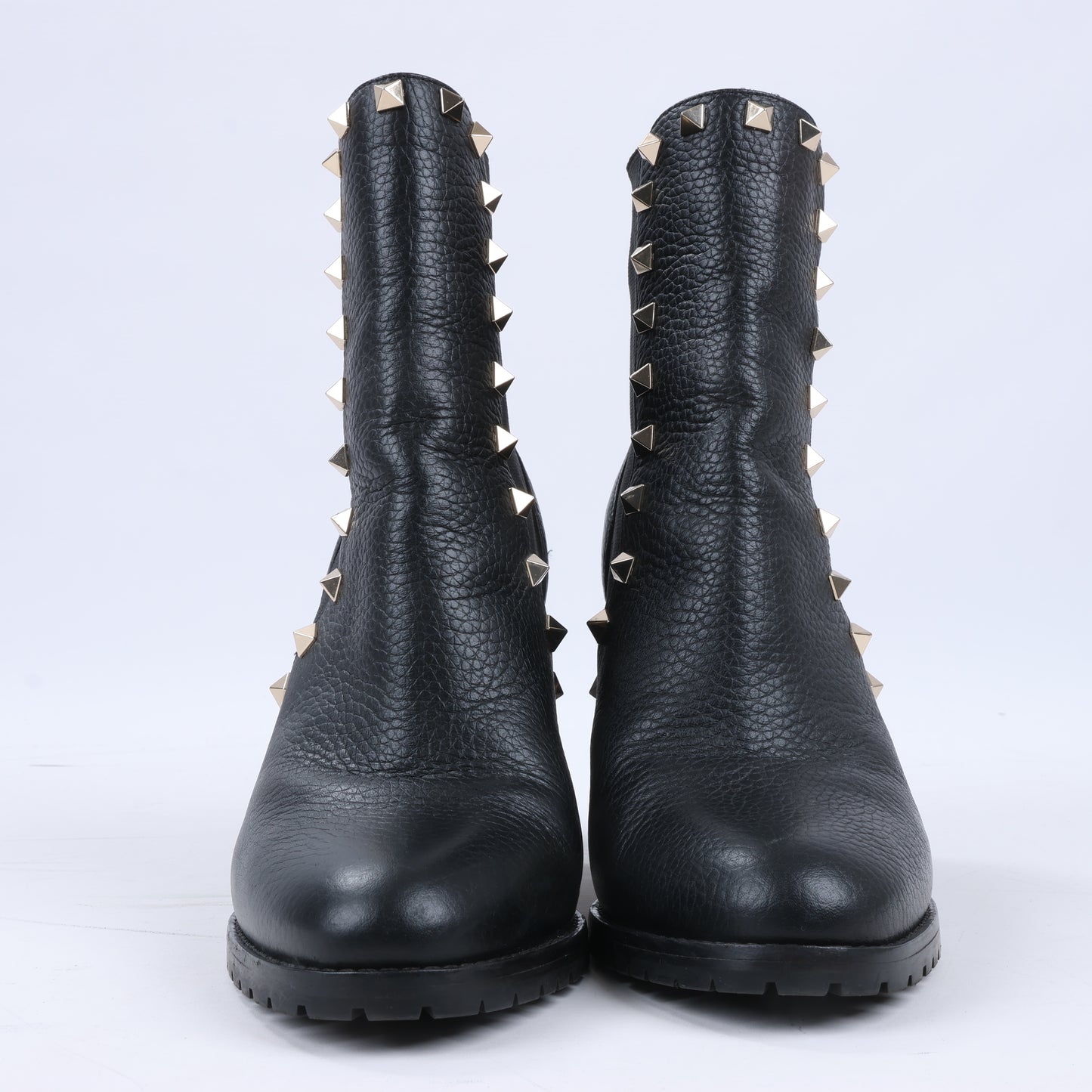 Valentino Garavani Rockstuds Side Gore-Stiefel aus schwarzem Leder, Größe 37,5 EU