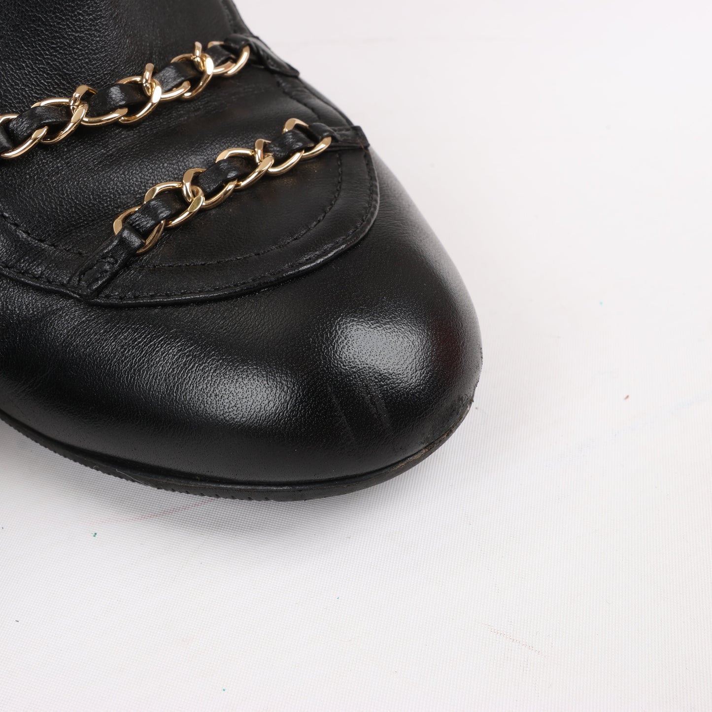 CHANEL Coco Mark Matelasse Leather & Patent Short Boots in Black G33028, Size 38 EU