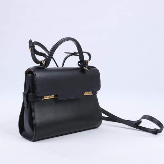 Delvaux Tempête PM Leather 2Way Handbag in Black